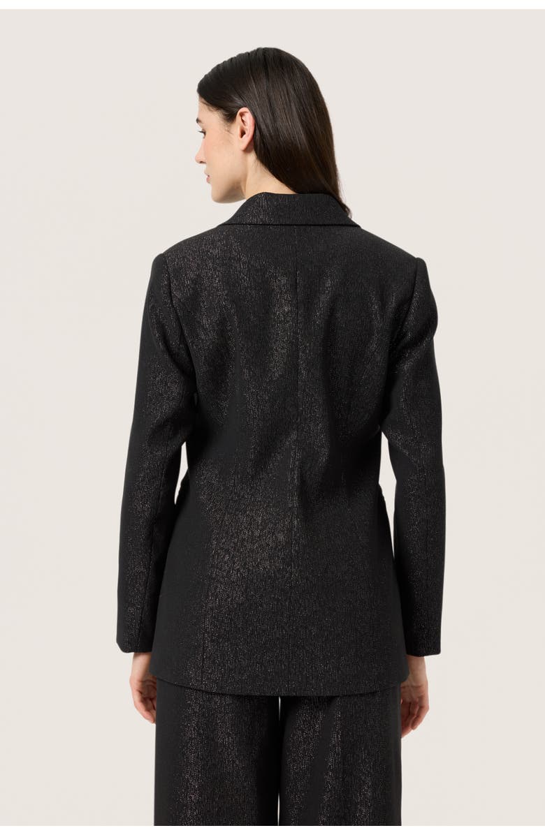 Soaked in Luxury SLCahlina Single-breasted Glitter Blazer, Alternate, color, Gun Metal