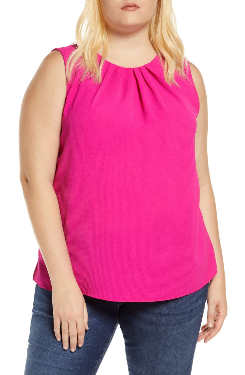 Loveappella Gathered Neck Shell, Main, color, Ultra Pink