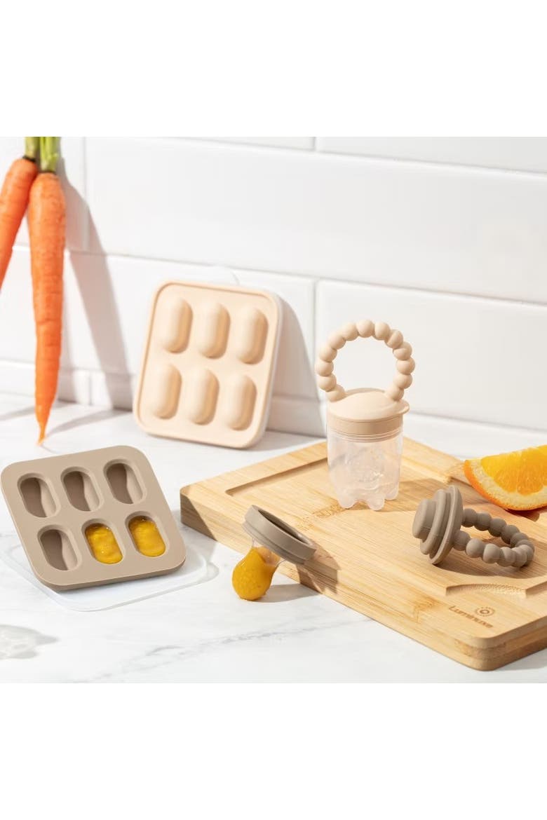 Silicone Baby Fruit Feeder and Bib Set, Alternate, color, Neutral