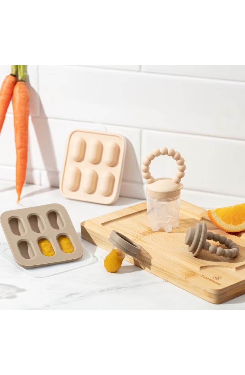 Sperric Silicone Baby Fruit Feeder and Bib Set, Alternate, color, Neutral