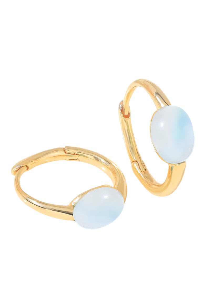 Moonstone Huggie Hoop Earrings, Alternate, color, BLUE