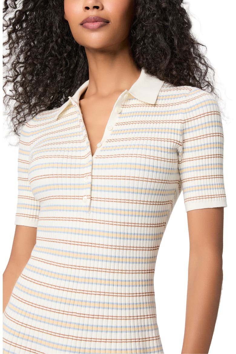 Olie Stripe Organic Cotton & Silk Blend Rib Minidress, Alternate, color, WHTMULTI