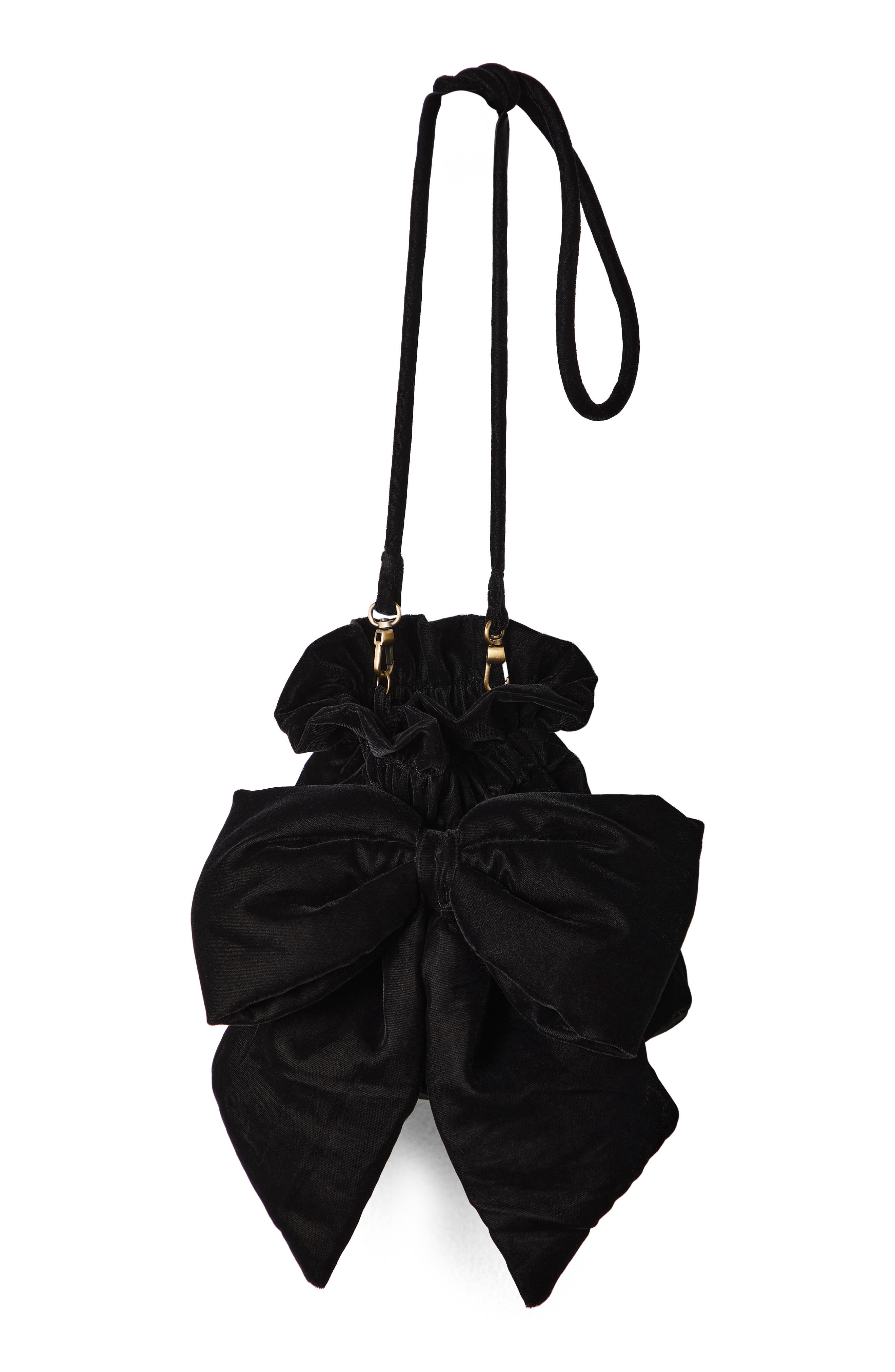 Free People Belle Velvet Bow Bag, Main, color, Black