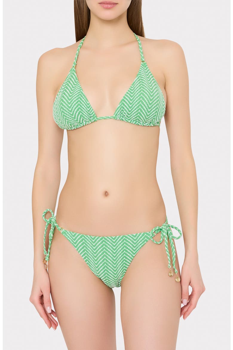 Chevron Triangle Bikini Top, Alternate, color, GREEN