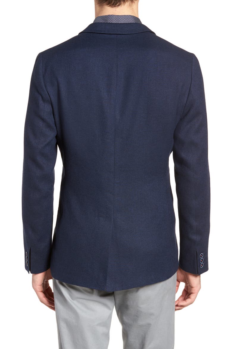 Hines Trim Fit Linen Blend Blazer, Alternate, color, NAVY