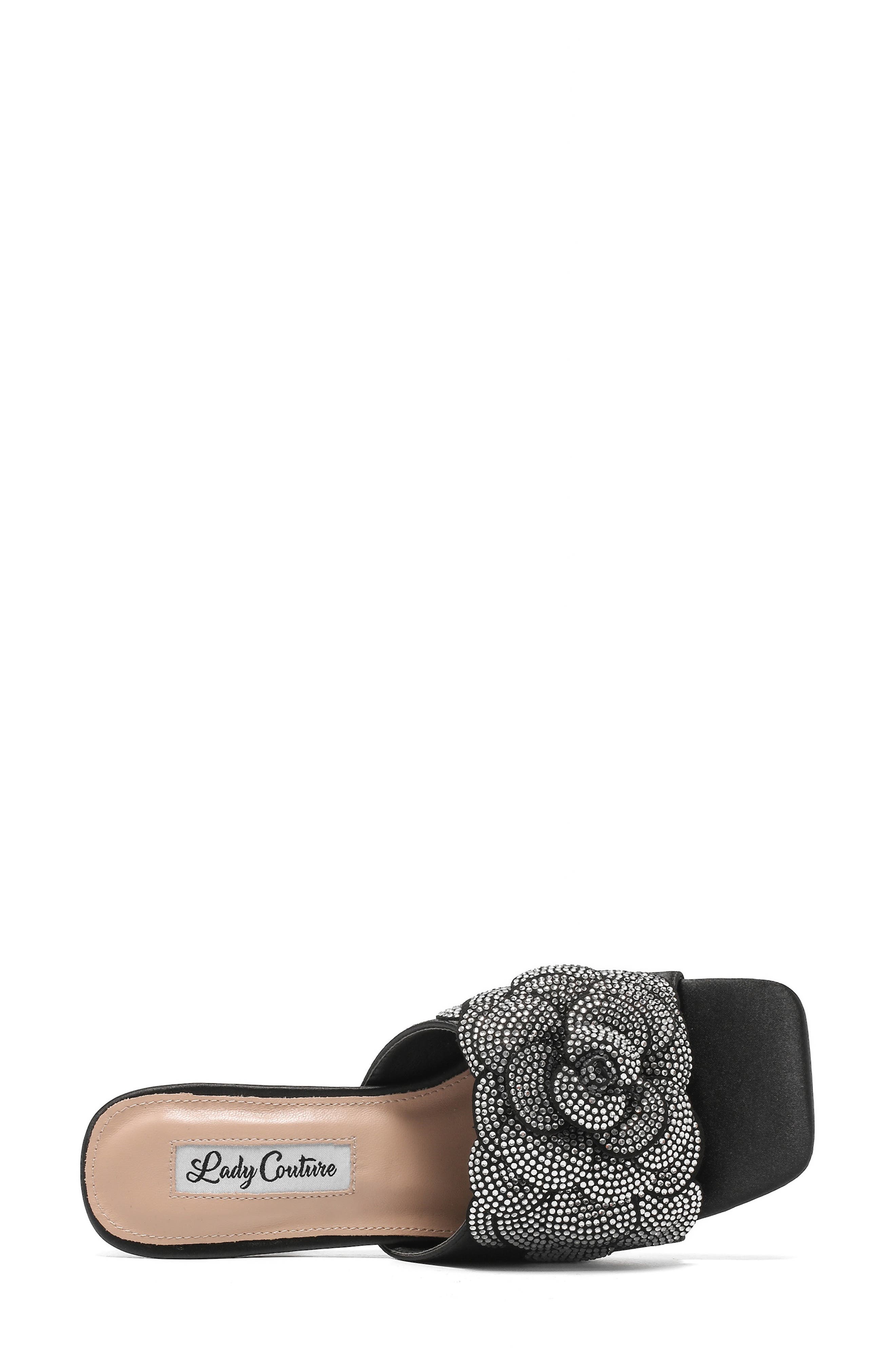 LADY COUTURE Petal Slide Sandal, Alternate, color, Black