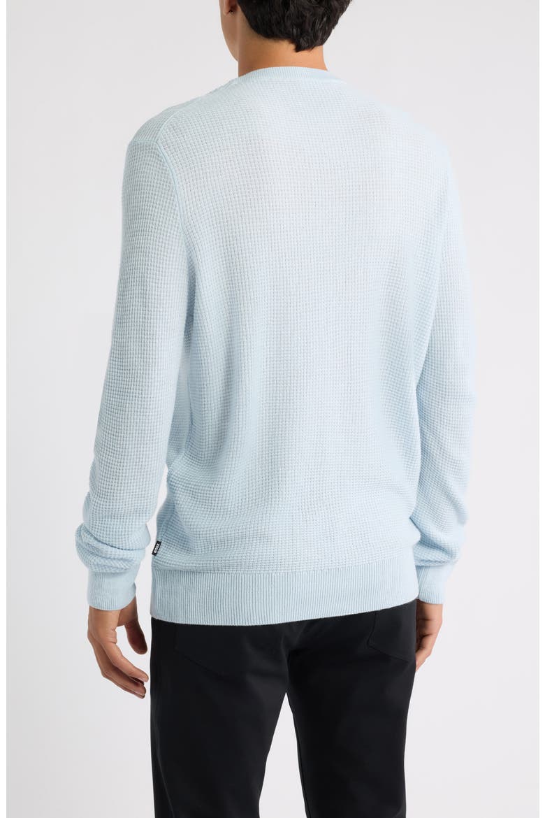 Ludino Waffle Wool Blend Crewneck Sweater, Alternate, color, LIGHT BLUE