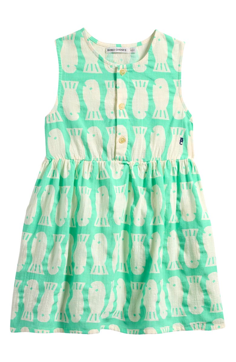 Bobo Choses Kids' Lucky Fish Print Sleeveless Organic Cotton Dress, Main, color, Light Green