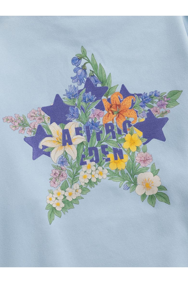 Floral Eden Star Pullover Hoodie, Alternate, color, Blue