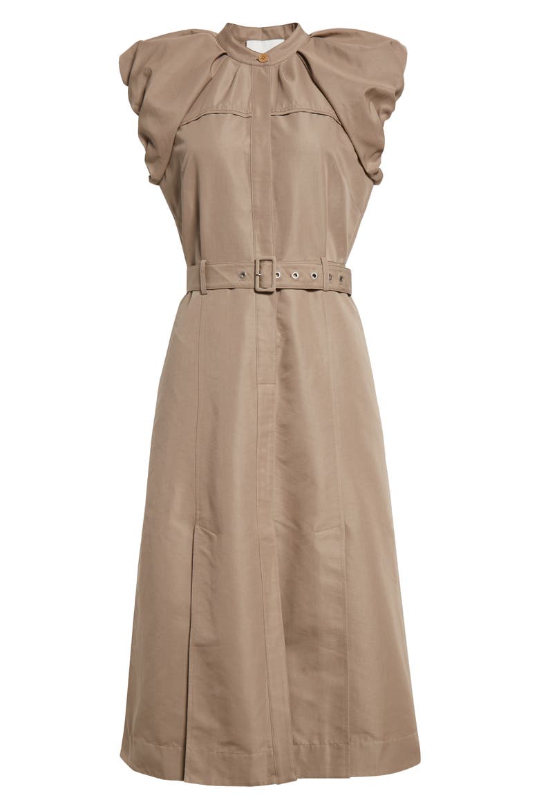 Cloud Sleeve Belted Midi Shirtdress, Alternate, color, STONE GREY
