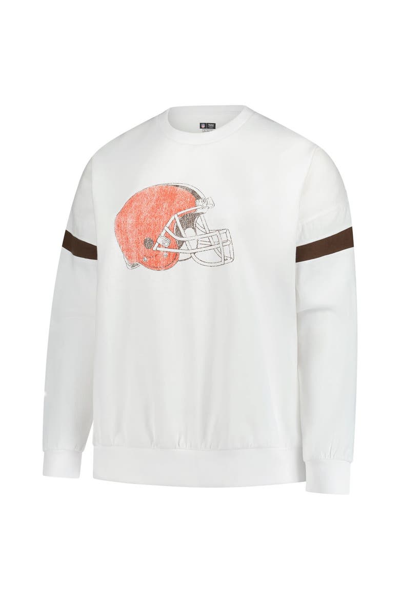 Women's Fanatics  White Cleveland Browns Plus Size Fleece Pullover Sweatshirt, Alternate, color, White