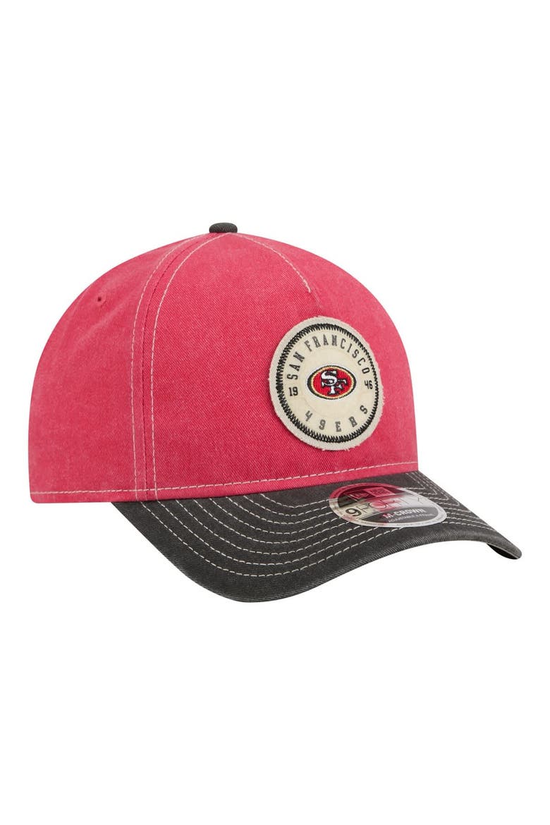 Men's New Era  Scarlet/Black San Francisco 49ers 9FORTY Felt A-Frame Adjustable Hat, Alternate, color, Scarlet