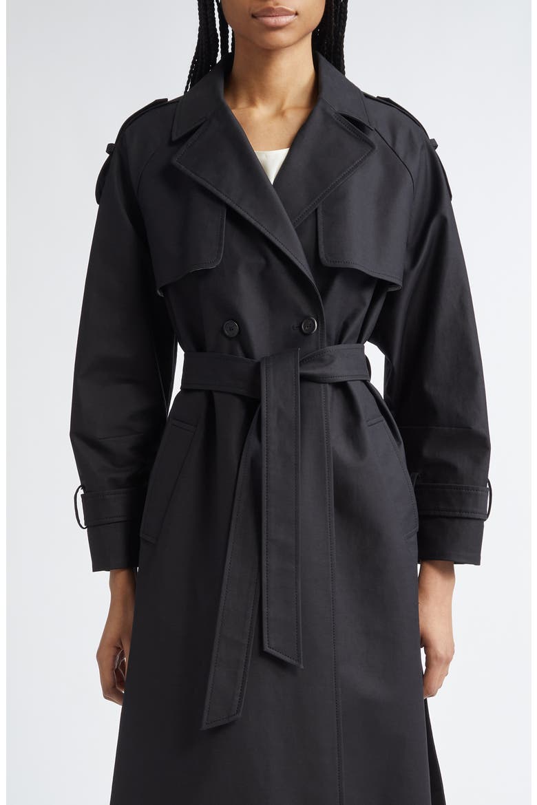 Rory Belted Compact Cotton Trench Coat, Main, color, BLACK