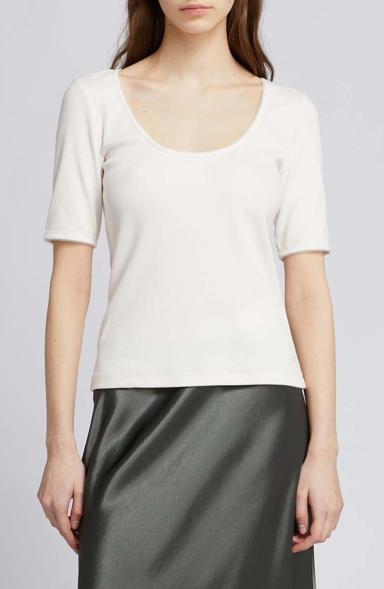 MM by Max Mara Taglio Scoop Neck Top, Main, color, White