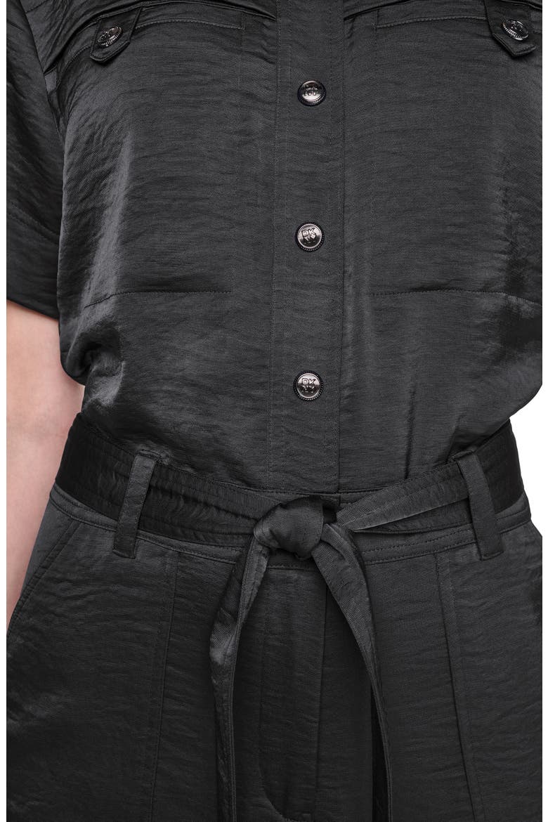 Tie Waist Satin Utility Jumpsuit, Alternate, color, BLACK