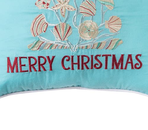 C & F Home C&f Home Merry Christmas Seashells Aqua Pillow In Blue