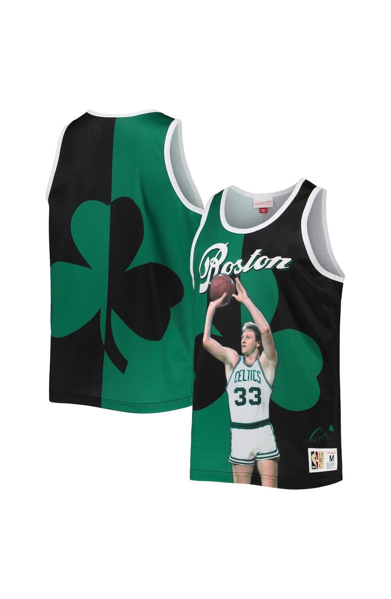 Mitchell & Ness Men's Mitchell & Ness Larry Bird Kelly Green/Black Boston Celtics Sublimated Player Tank Top, Alternate, color, 