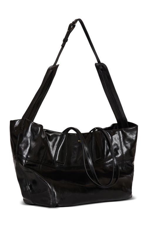 Balmain Track Zips Calfskin Tote Bag In Black