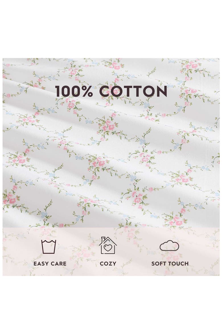 Lynda Floral Cotton Percale Sheet Set, Alternate, color, PASTEL PINK