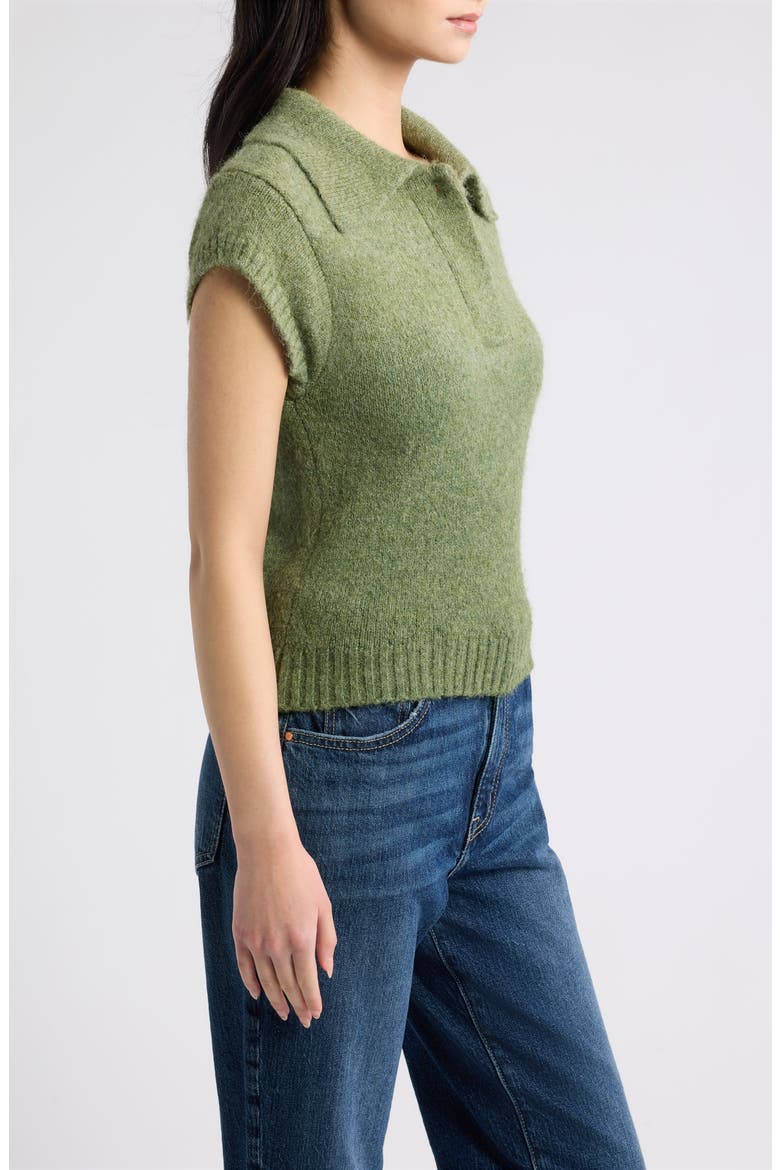 Charlene Short Sleeve Polo Sweater, Alternate, color, OLIVE