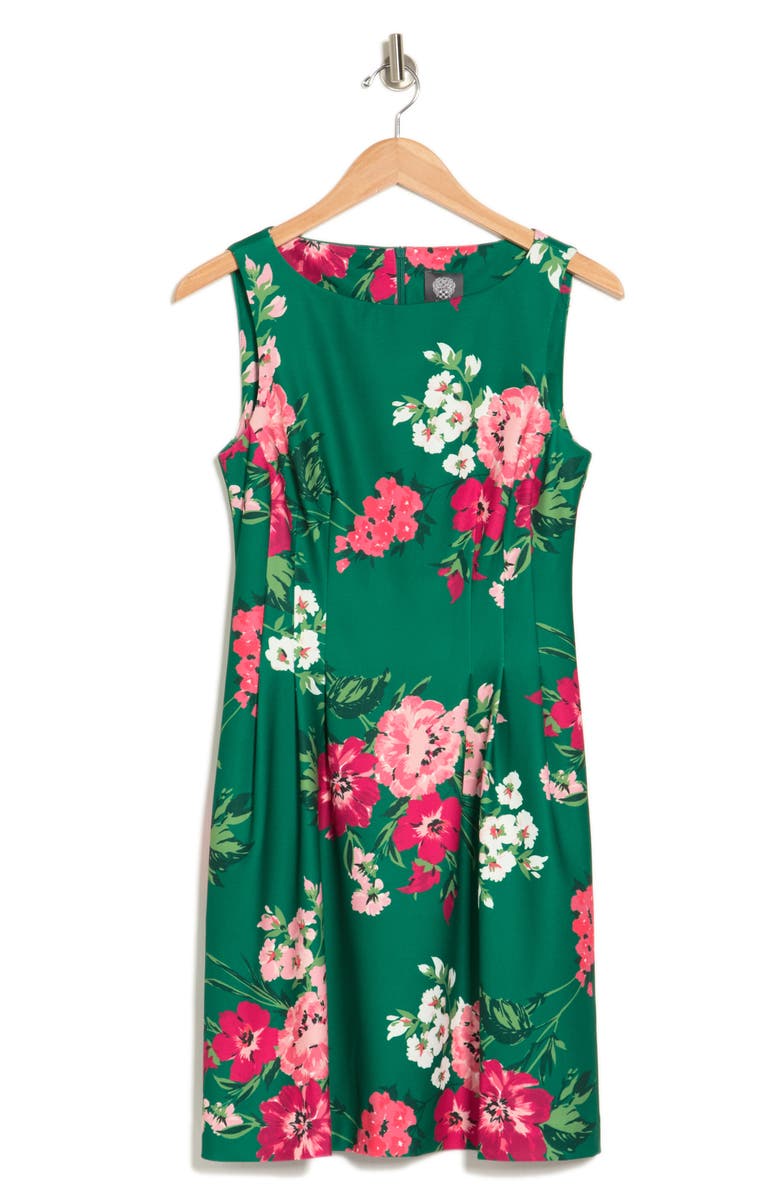 Vince Camuto Floral Sleeveless Scuba Fit & Flare Dress, Alternate, color,