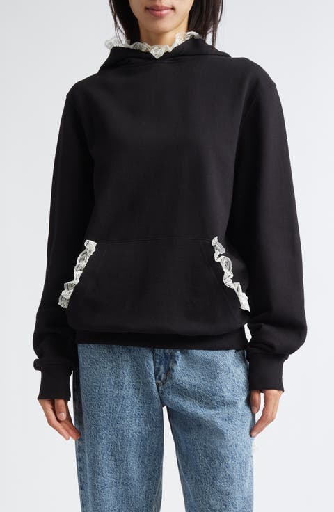 Gender Inclusive Becky Lace Trim Cotton Hoodie
