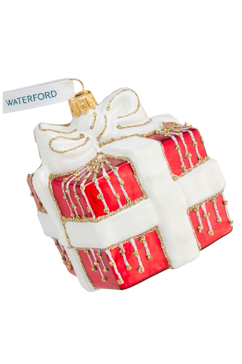 Holiday Heirlooms Red Present Glass Ornament, Alternate, color, MULTI RED