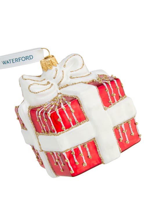 Waterford Holiday Heirlooms Red Present Glass Ornament In Multi