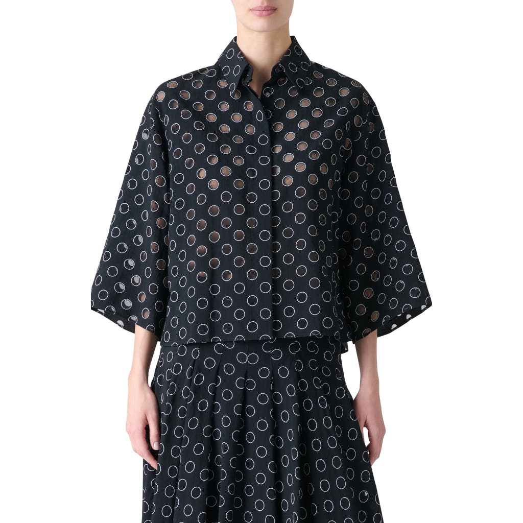 Akris Punto Sheer Polka Dot Button-up Shirt