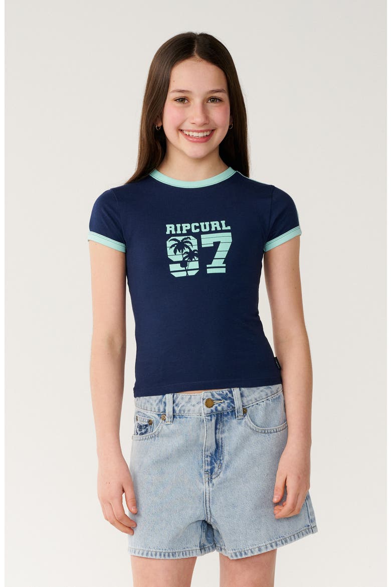Kids' Surf 97 Graphic Fitted Ringer Tee, Main, color, NAVY