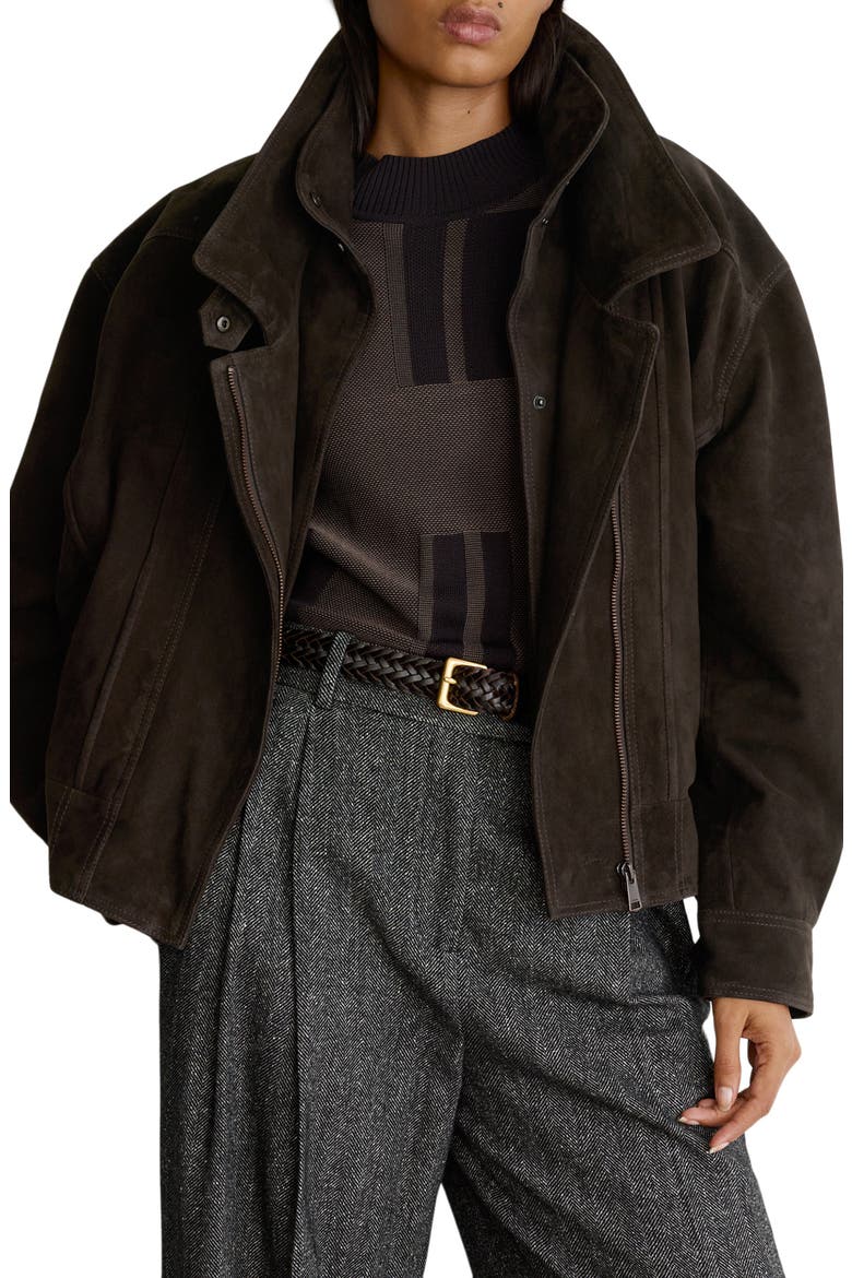 Double Layered Suede Jacket, Main, color, COFFEE BROWN