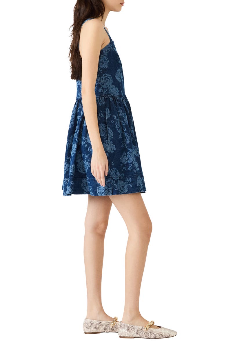 Steve Madden Kiona Floral Print Denim Minidress, Alternate, color, Rose Frost