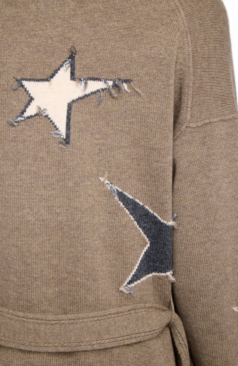 Zadig & Voltaire Outline Stars Merino Wool & Cashmere Cardigan, Alternate, color, Latte