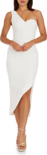 Dress the Population Magnolia One Shoulder Asymmetric Body Con Midi Dress Nordstrom