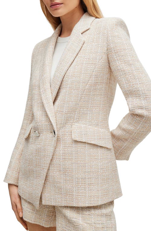 Shop Hugo Boss Boss Jarinara 3 Tweed Blazer In Shell Pink Tweed