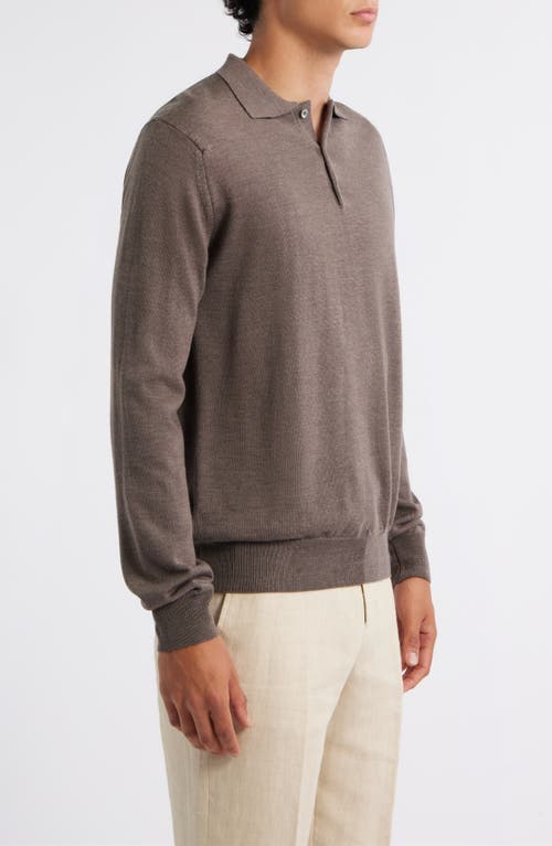 Aurélien Long Sleeve Cashwool® Polo Sweater In Brown