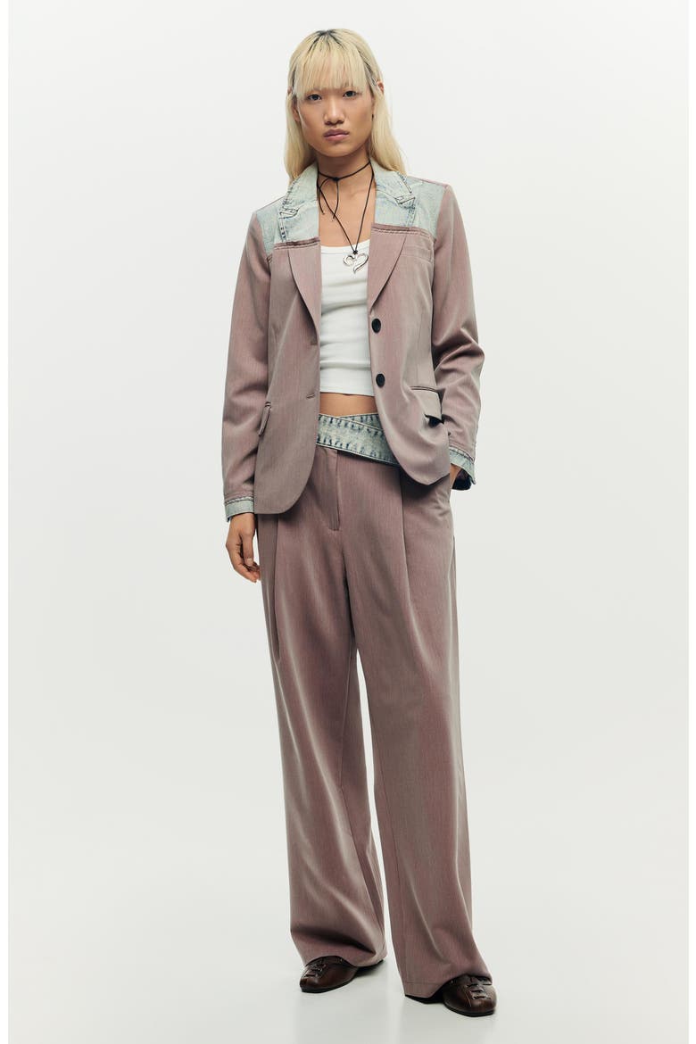 Mixed Media Pleat Pants, Alternate, color, PINK