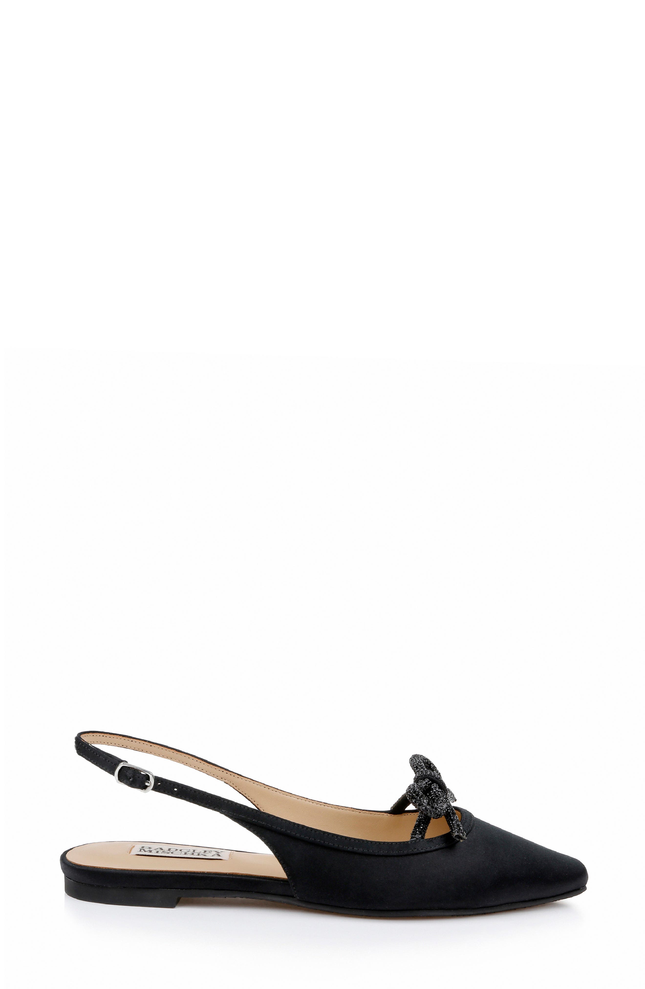Badgley Mischka Collection Genesis Slingback Flat, Alternate, color, Black Satin