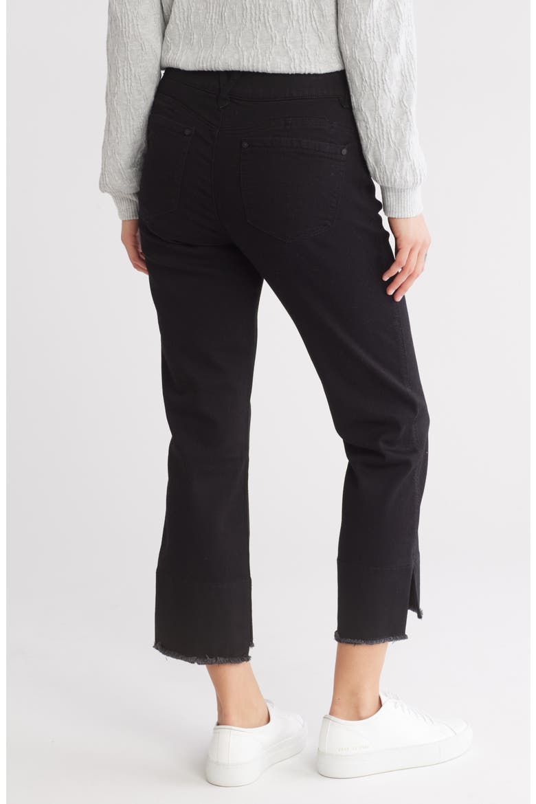 Fray Hem Crop Kick Flare Jeans, Alternate, color, BLACK