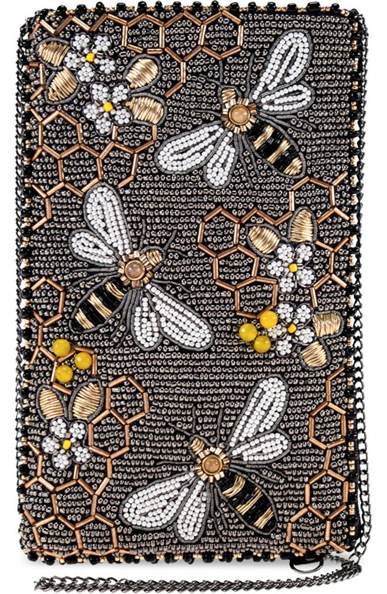 Mary Frances Accessories Bee Awesome Crossbody Phone Bag, Main, color, Silver