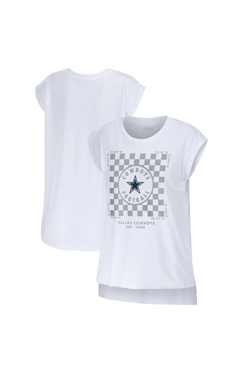 WEAR by Erin Andrews Women's WEAR by Erin Andrews White Dallas Cowboys Checker Muscle Tank Top, Main, color, White