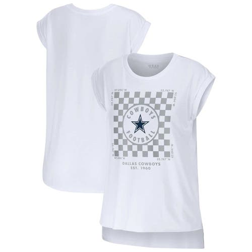 Wear By Erin Andrews White Dallas Cowboys Checker Muscle Tank Top