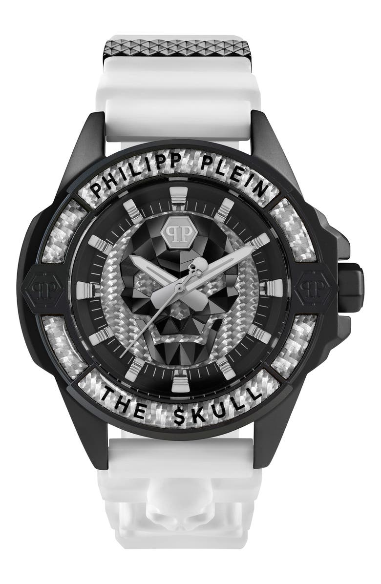 PHILIPP PLEIN The $kull Silicone Strap Watch, 44mm, Main, color, 