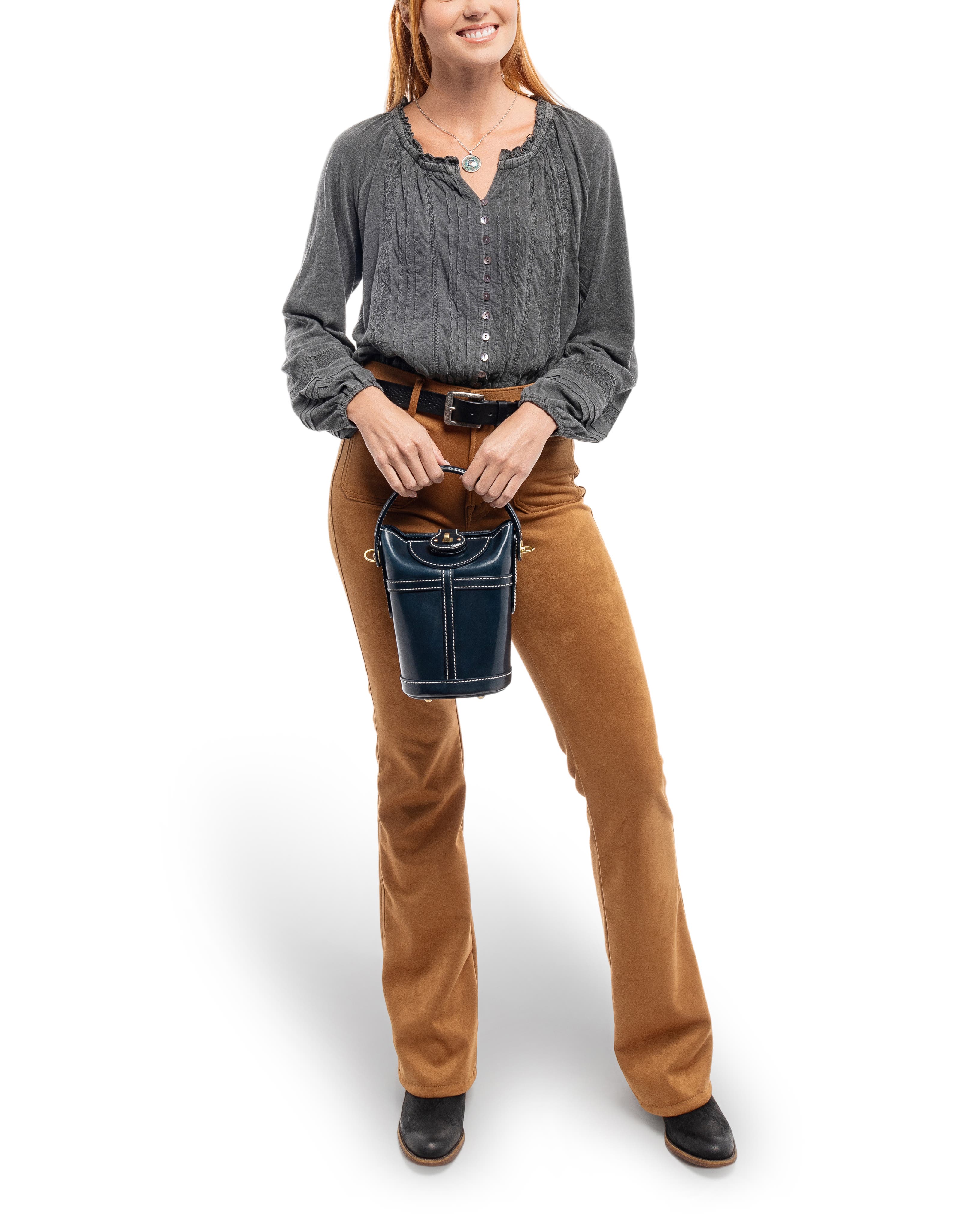 OLD TREND Begonia Genuine Leather Vintage Bucket Crossbody, Alternate, color, Navy