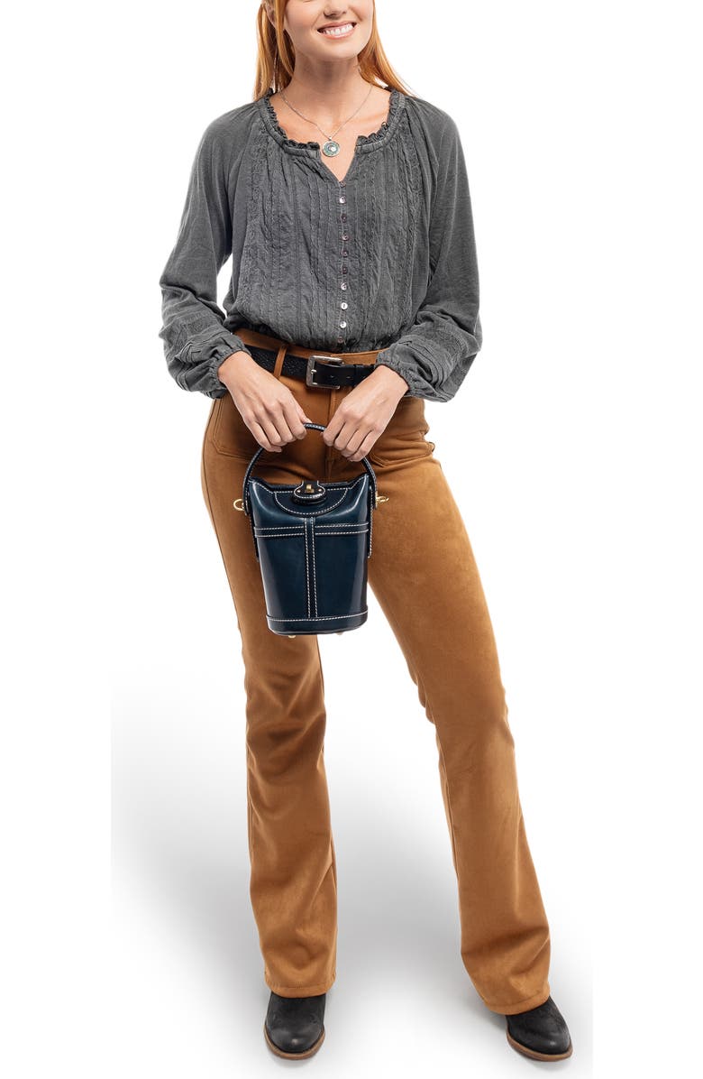 OLD TREND Begonia Genuine Leather Vintage Bucket Crossbody, Alternate, color, Navy