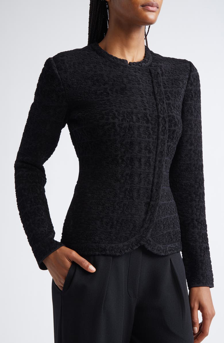 Emporio Armani Asymmetric Velvet Jacket, Alternate, color, Black Multi