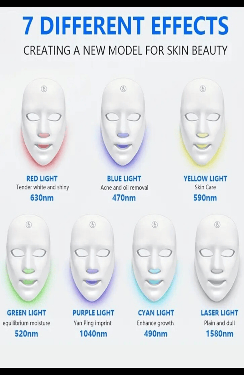 Lovery 7-Color LED Light Therapy Facial Mask for Radiant Skin, Alternate, color, White