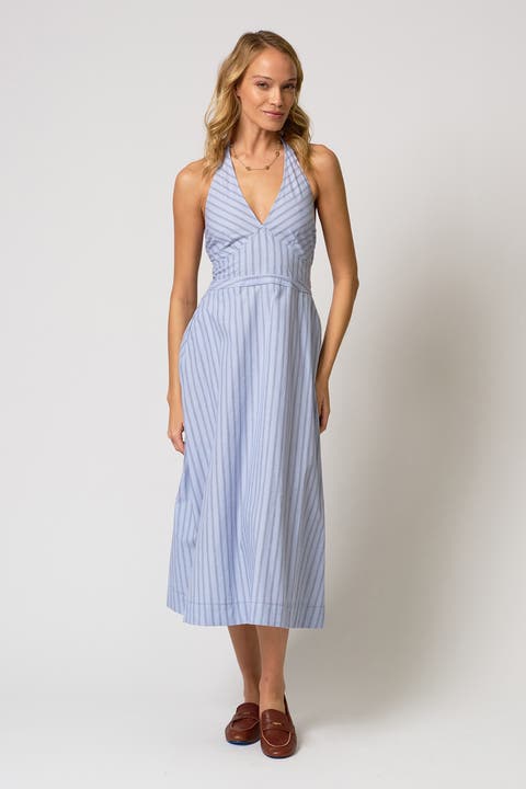 Ora Poplin Stripe Halter Dress