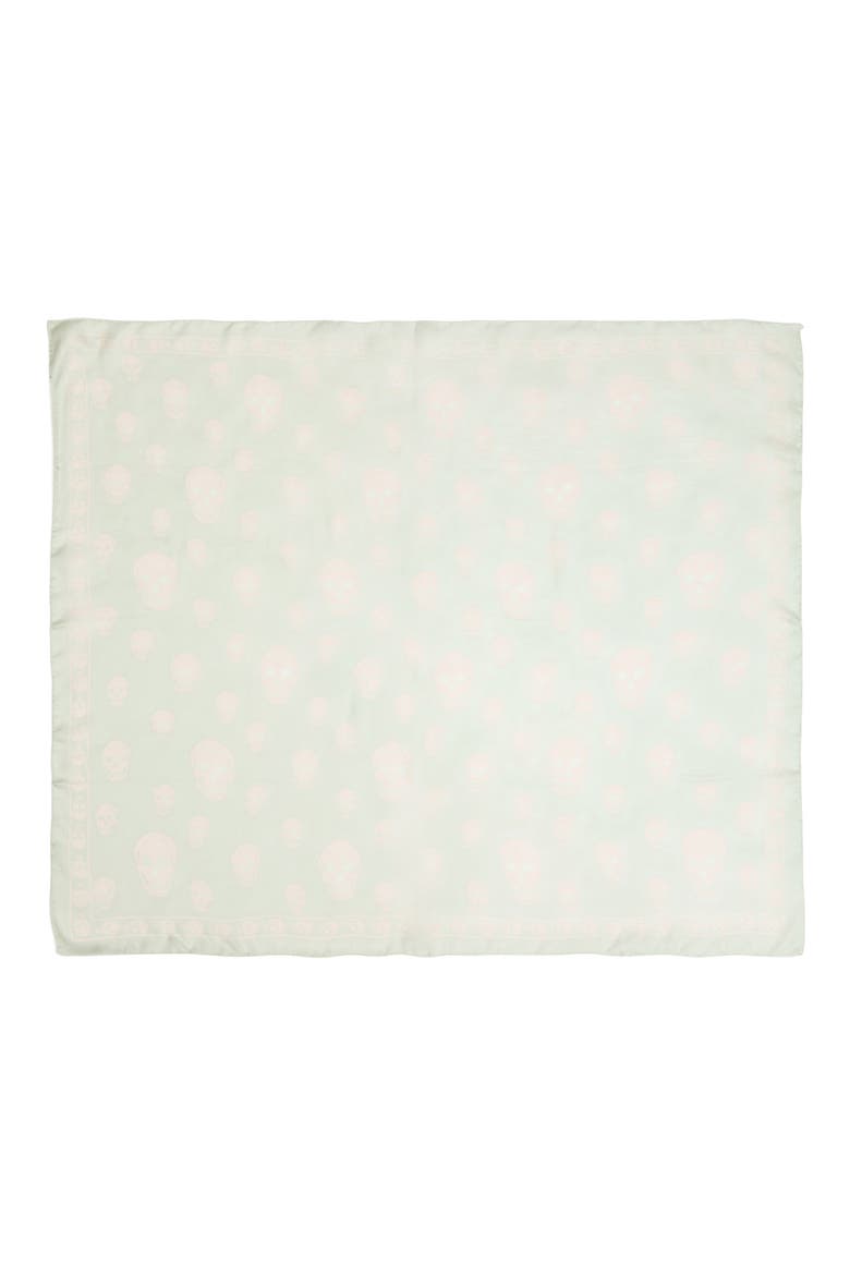 Skull Print Silk Scarf, Alternate, color, ACQUA
