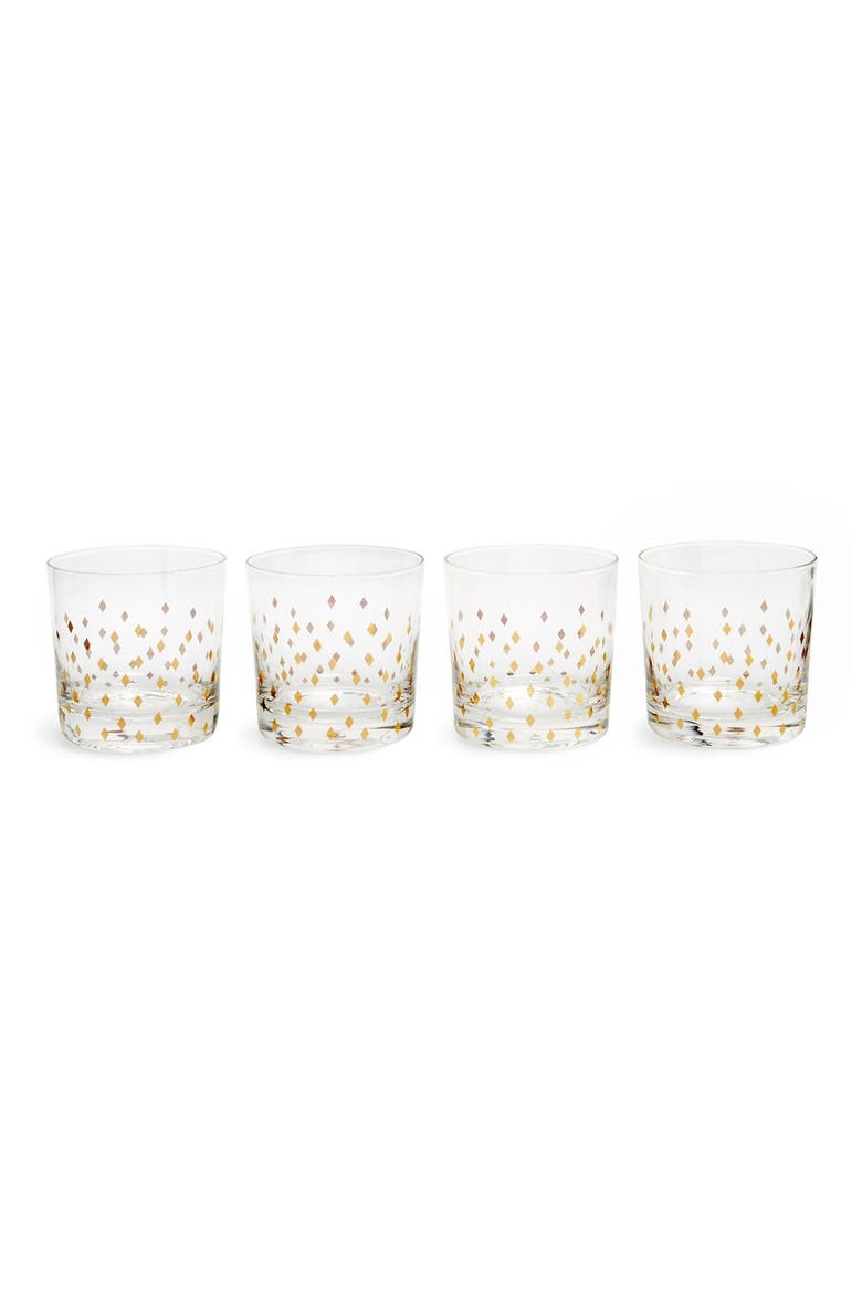 Diamond Print Double Old Fashioned Tumblers, Main, color, GOLD